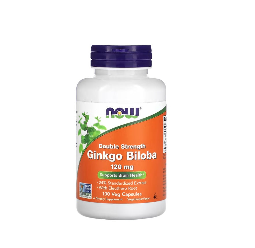 Ginkgo Biloba Double Strength, 120mg - 100 vcaps&nbsp;- NOW Foods