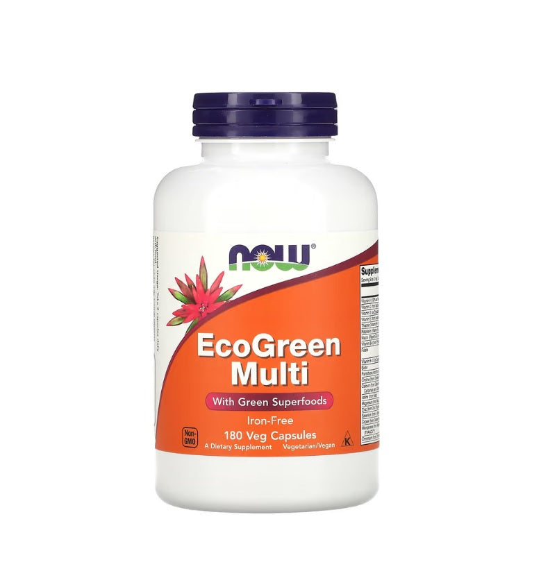 EcoGreen Multi, Iron Free - 180 vcaps - Now Foods