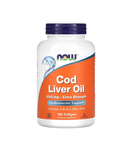 Cod Liver Oil, 1000mg Extra Strength - 180 softgels - Now Foods