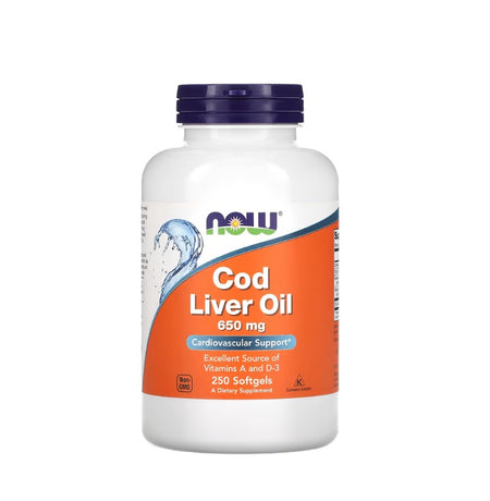 Cod Liver Oil, 650mg - 250 softgels - Now Foods