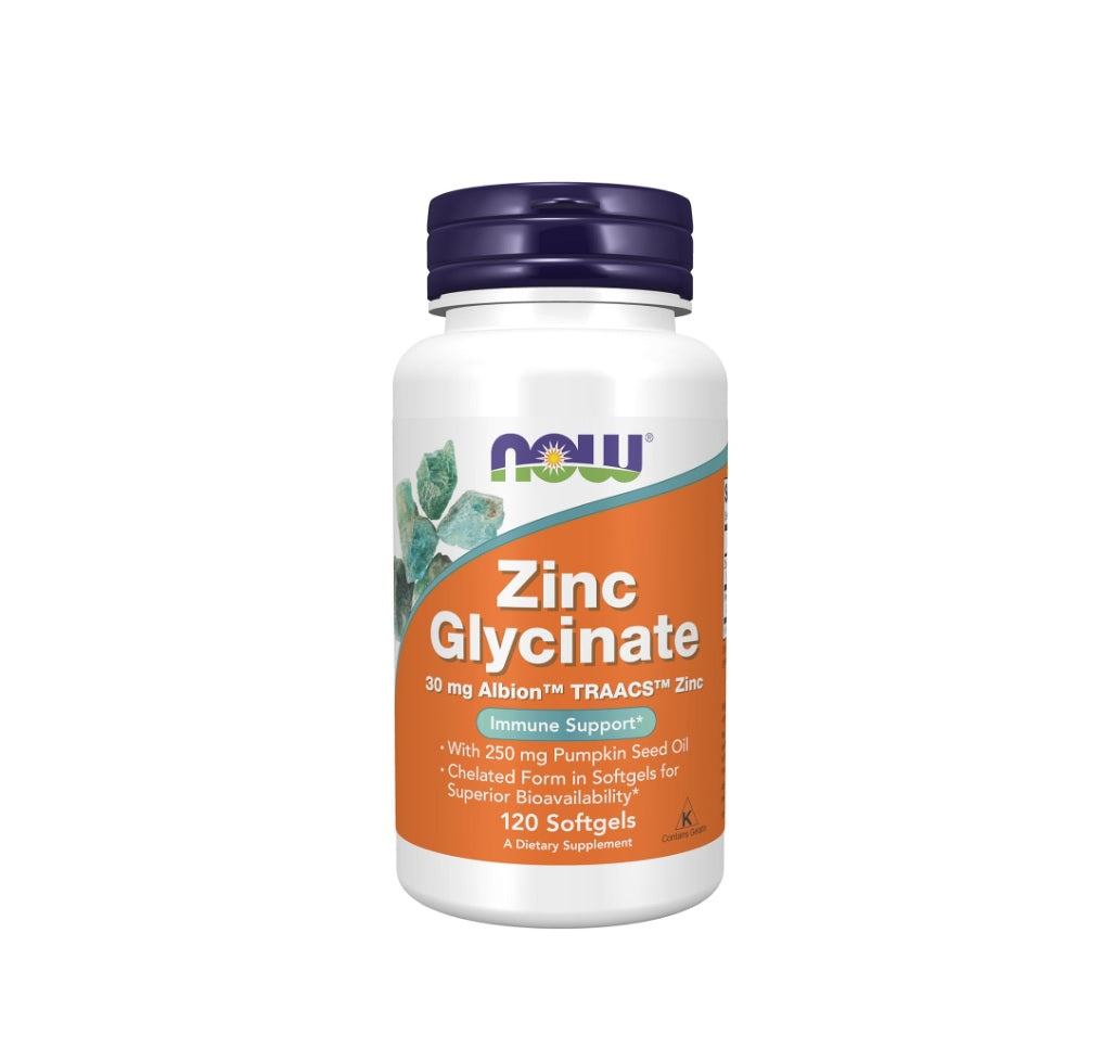 Zinc Glycinate - 120 softgels - Now Foods