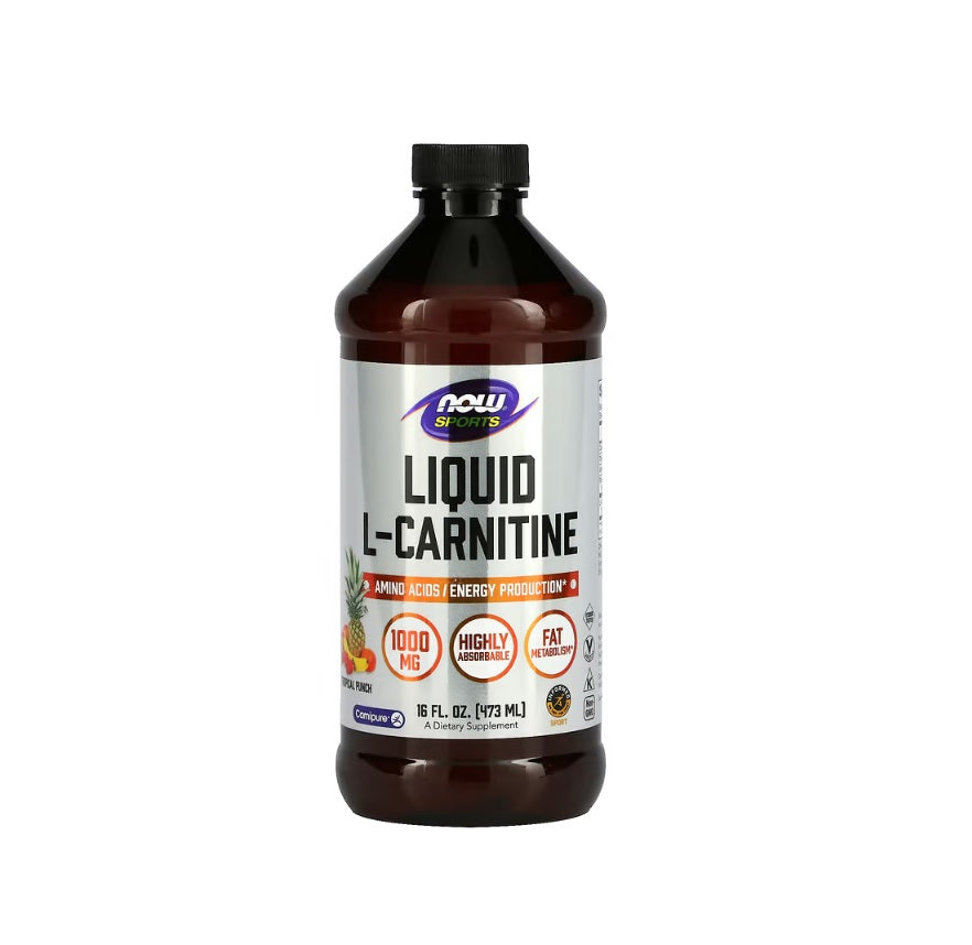 L-Carnitine Liquid, 1000mg Tropical Punch - 473 ml.&nbsp;- NOW Foods