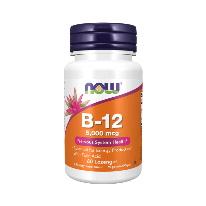 Vitamina B-12 con Ácido Fólico, 5000mcg - 60 pastillas