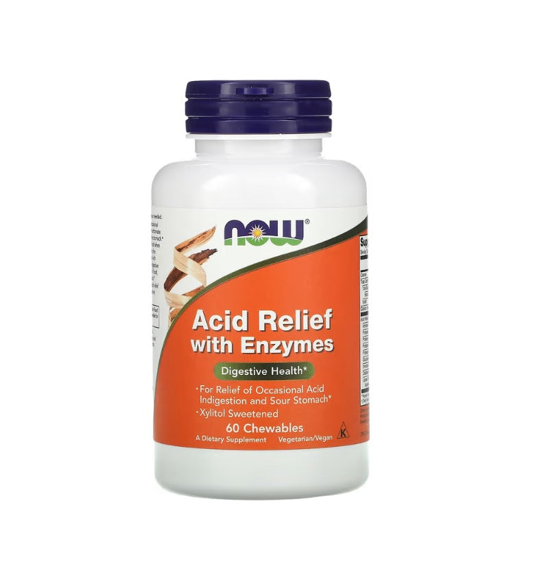 Acid Relief with Enzymes - 60 chewables - NOW Foods