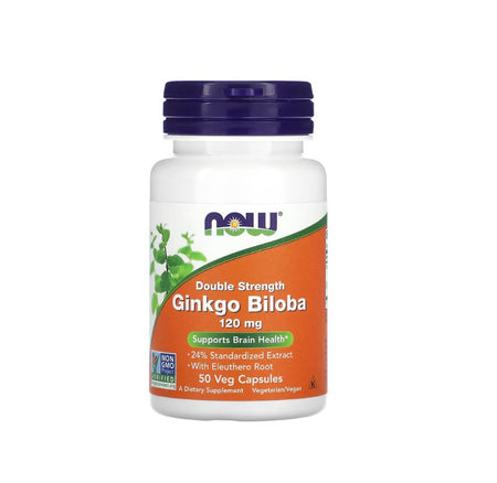 Ginkgo Biloba Double Strength, 120mg - 50 vcaps - NOW Foods