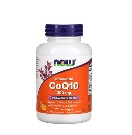 CoQ10 with Lecithin &amp; Vitamin E, 200mg (Chewable) - 90 lozenges - Now Foods