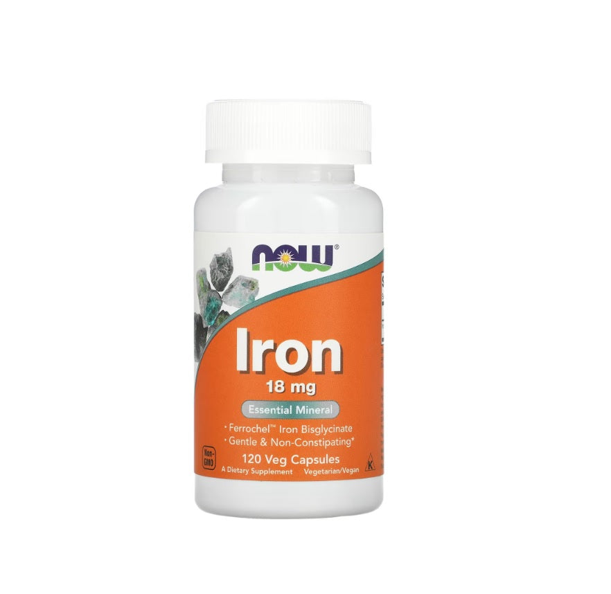 Iron, 18mg - 120 vcaps - NOW Foods