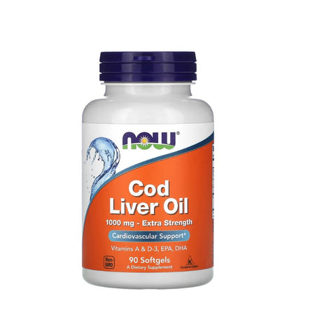 Cod Liver Oil, 1000mg Extra Strength - 90 softgels - Now Foods