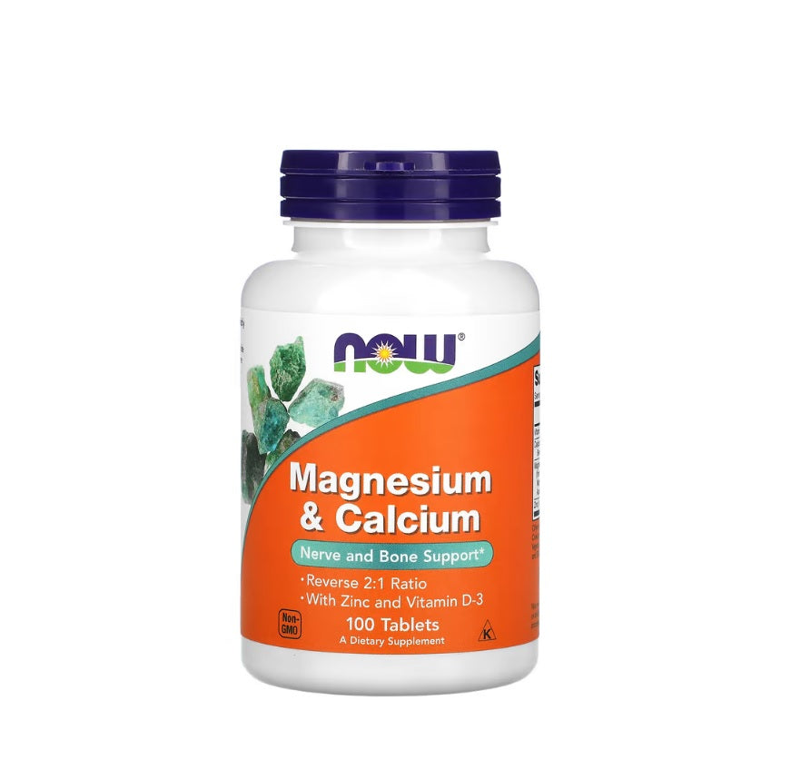 Magnesium &amp; Calcium with Zinc and Vitamin D3 - 100 tablets - NOW Foods