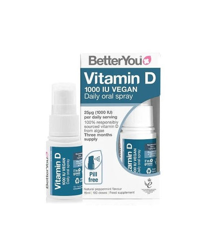 D1000 Vegan Vitamin D Oral Spray, Natural Peppermint - 15 ml. - BetterYou