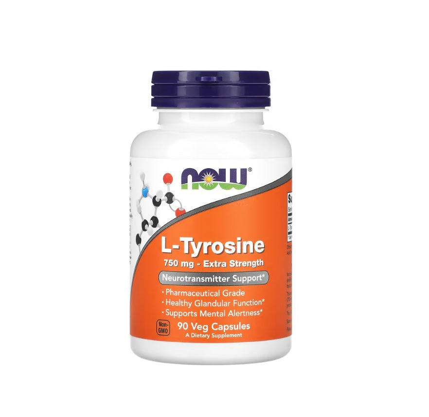 L-Tyrosine, Extra Strength 750mg - 90 vcaps - NOW Foods