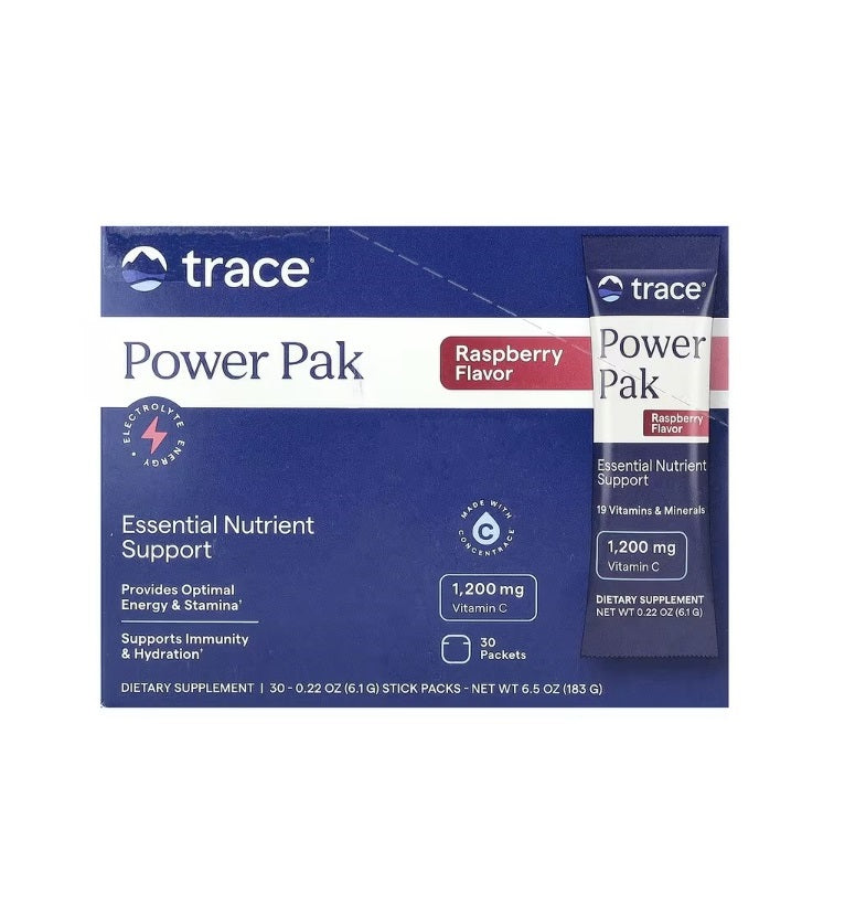 Electrolyte Stamina Power Pak, Raspberry - 30 packets - Trace Minerals