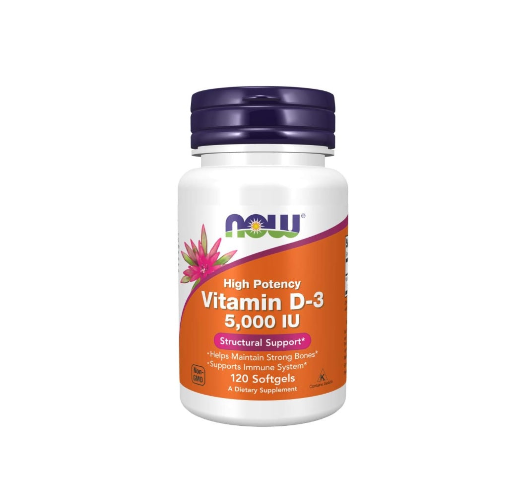 Vitamin D-3, 5000 IU - 120 softgels - Now Foods