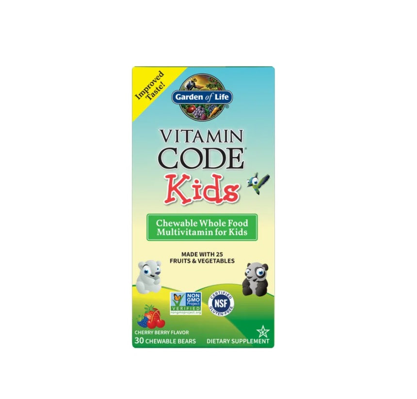 Vitamin Code Kids, Chewable Whole Food Multivitamin For Kids, Cherry Berry - 30 chewable bears - Garden of Life