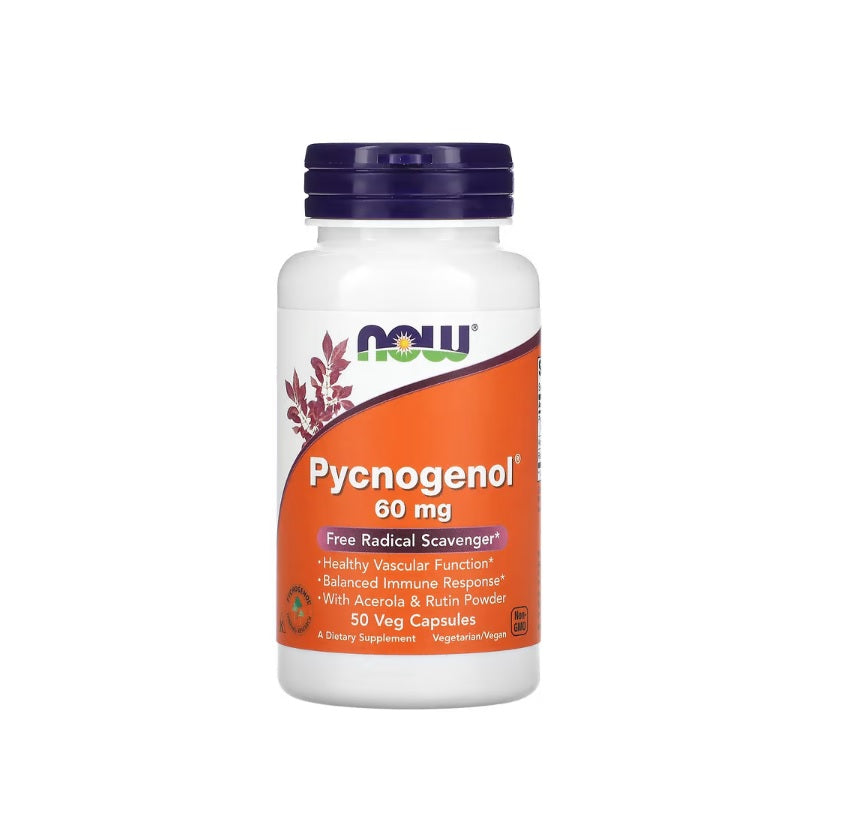 Pycnogenol with Acerola &amp; Rutin Powder, 60mg - 50 vcaps - NOW Foods