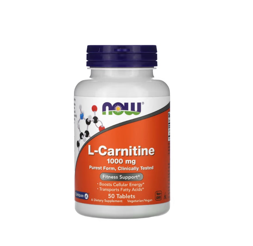 L-Carnitine, 1000mg - 50 tablets&nbsp;- NOW Foods