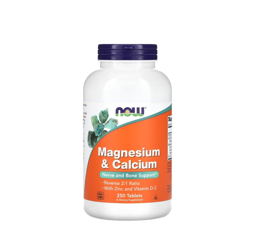 Magnesium &amp; Calcium with Zinc and Vitamin D3 - 250 tablets - NOW Foods