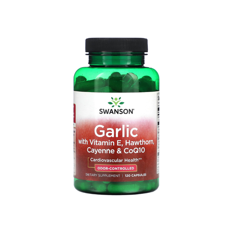 Garlic with Vitamin E, Hawthorn, Cayenne &amp; CoQ10 - 120 caps - Swanson