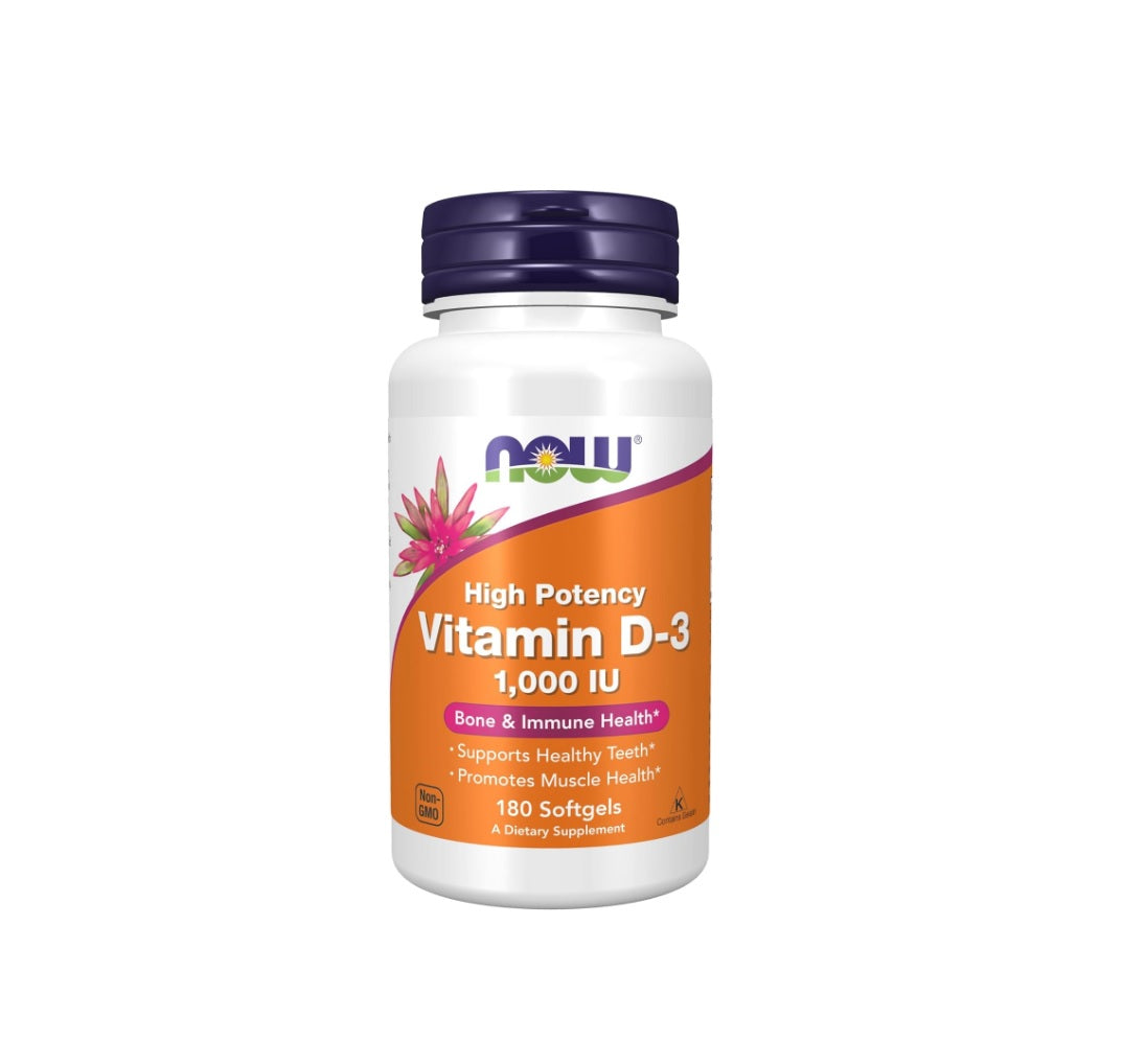 Vitamin D-3, 1000 IU - 180 softgels - NOW Foods