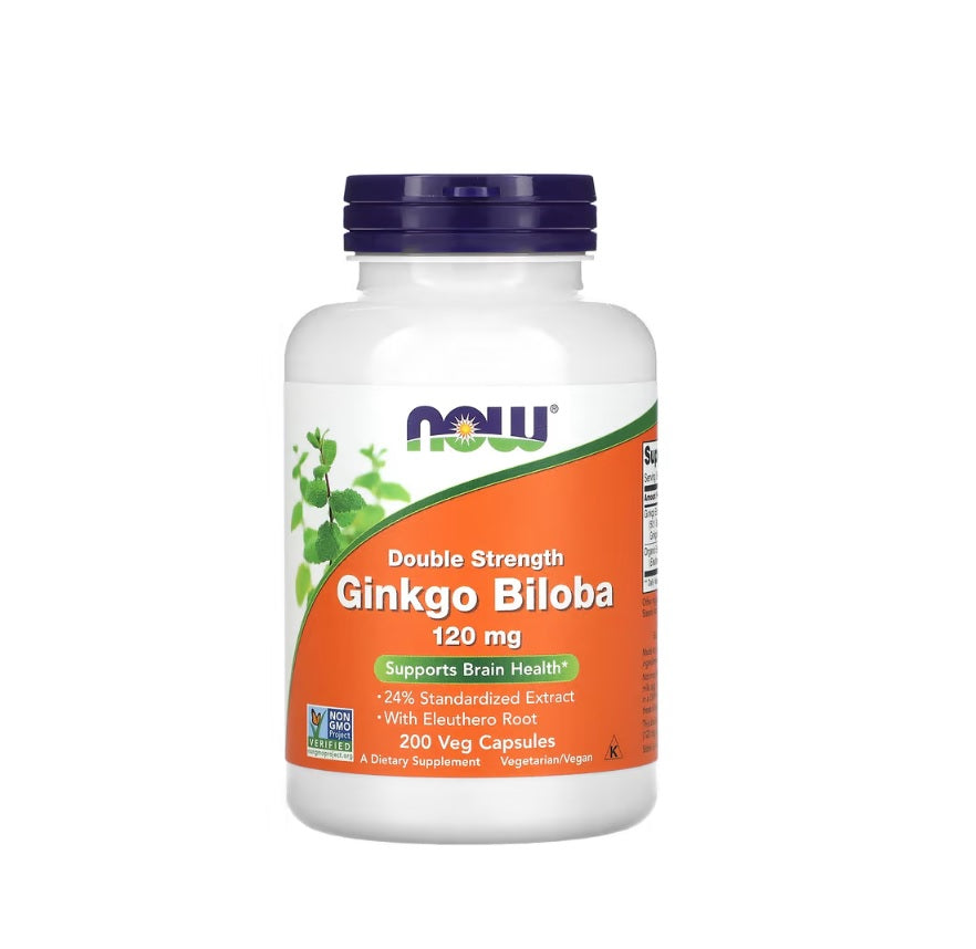 Ginkgo Biloba Double Strength, 120mg - 200 vcaps - NOW Foods