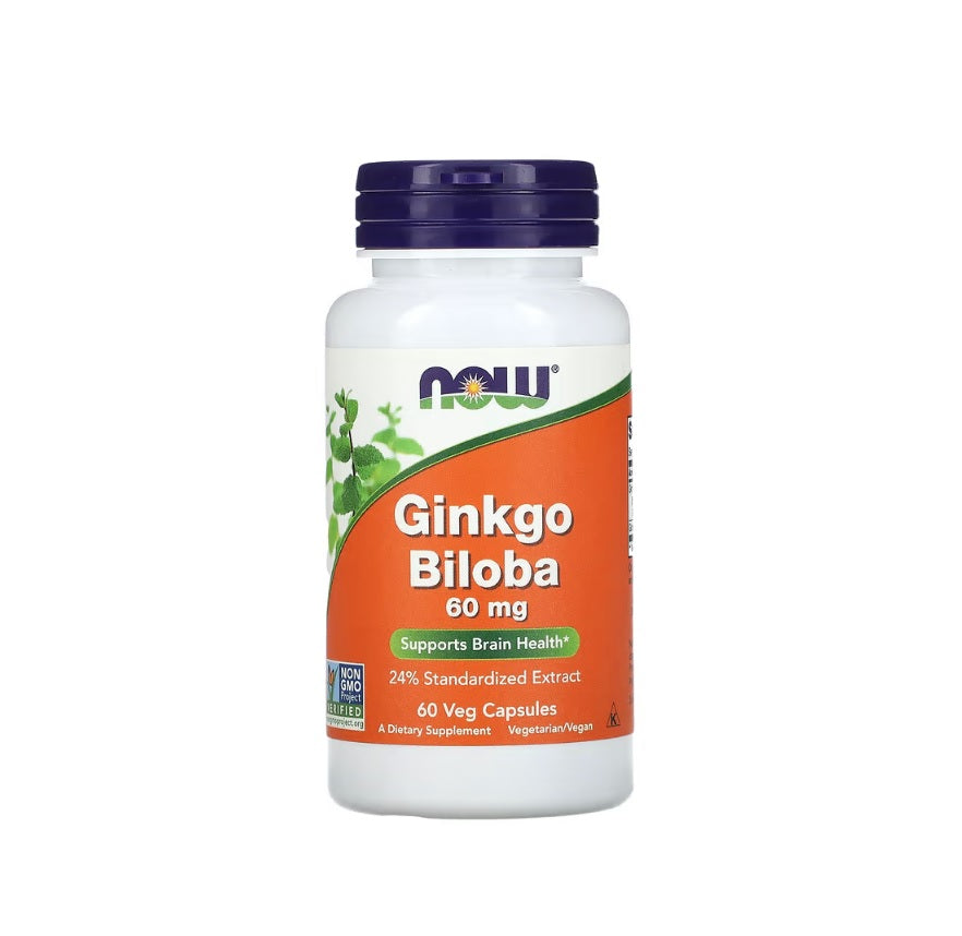 Ginkgo Biloba, 60mg - 60 vcaps - NOW Foods