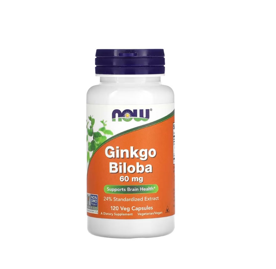 Ginkgo Biloba, 60mg - 120 vcaps&nbsp;- NOW Foods