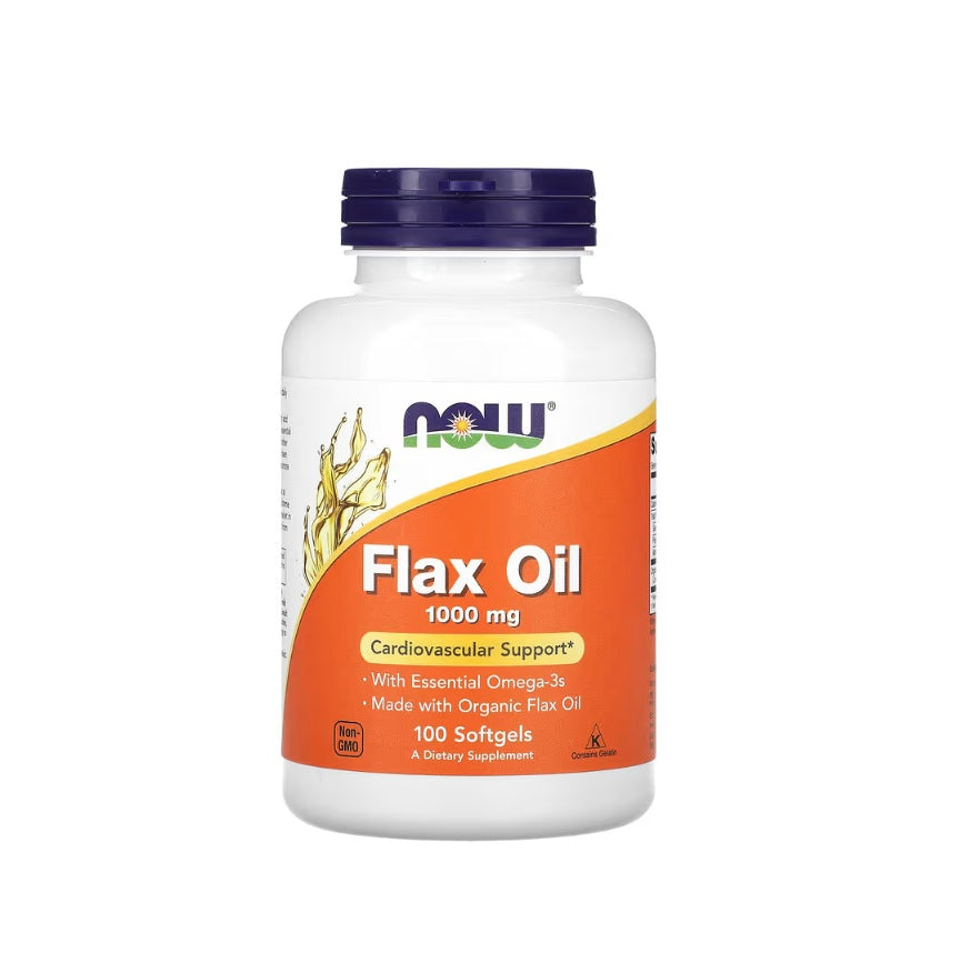 Flax Oil, 1000mg - 100 softgels&nbsp;- NOW Foods