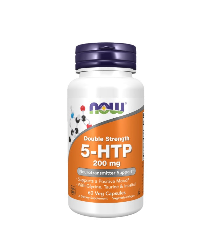 5-HTP with Glycine Taurine &amp; Inositol, 200mg - 60 vcaps - NOW Foods