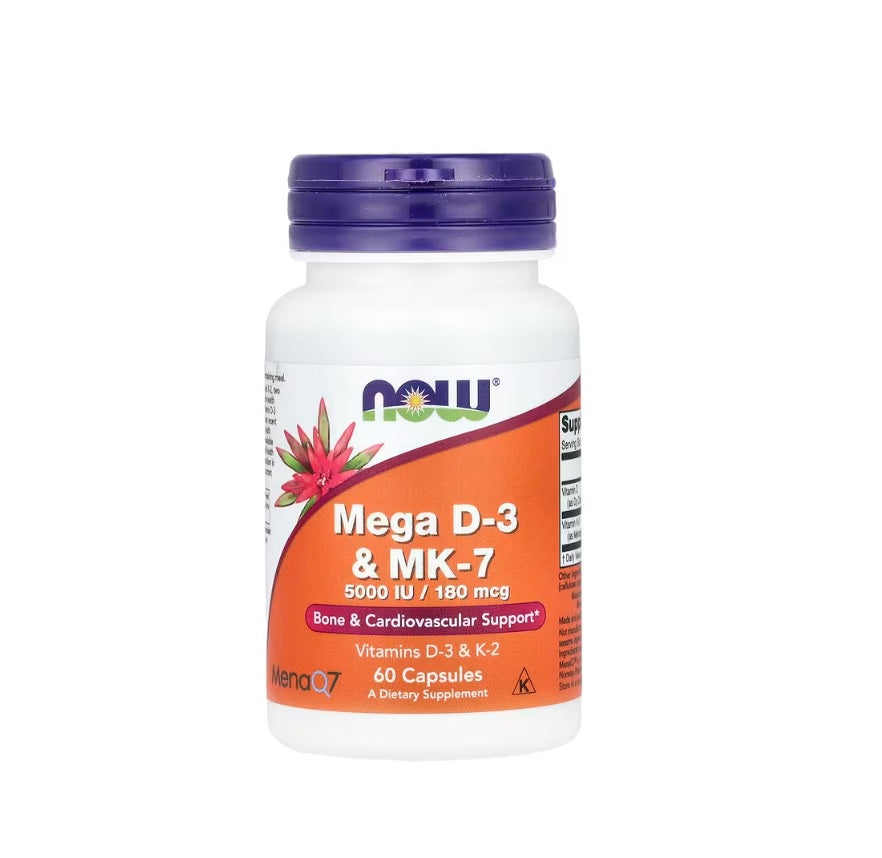 Mega D-3 &amp; MK-7 - 60 vcaps - NOW Foods