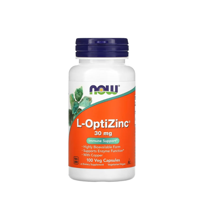 L-OptiZinc, 30mg - 100 vcaps&nbsp;- NOW Foods