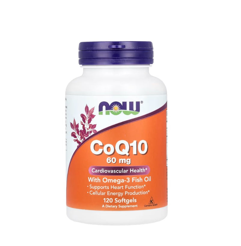 CoQ10 with Omega-3, 60mg - 120 softgels - Now Foods