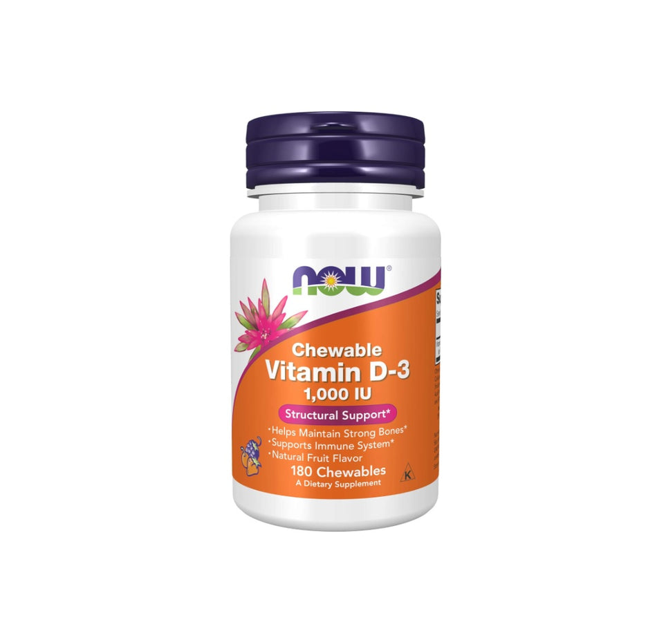 Vitamin D-3, 1000 IU (Chewable) - 180 chewables - NOW Foods