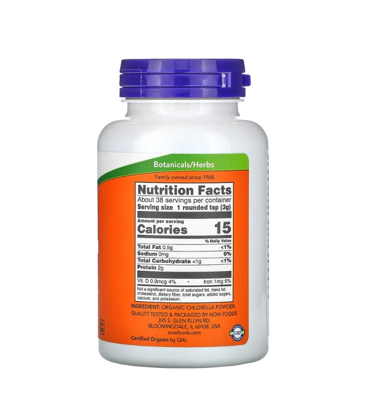 Chlorella, Organic Pure Powder - 113 grams - Now Foods