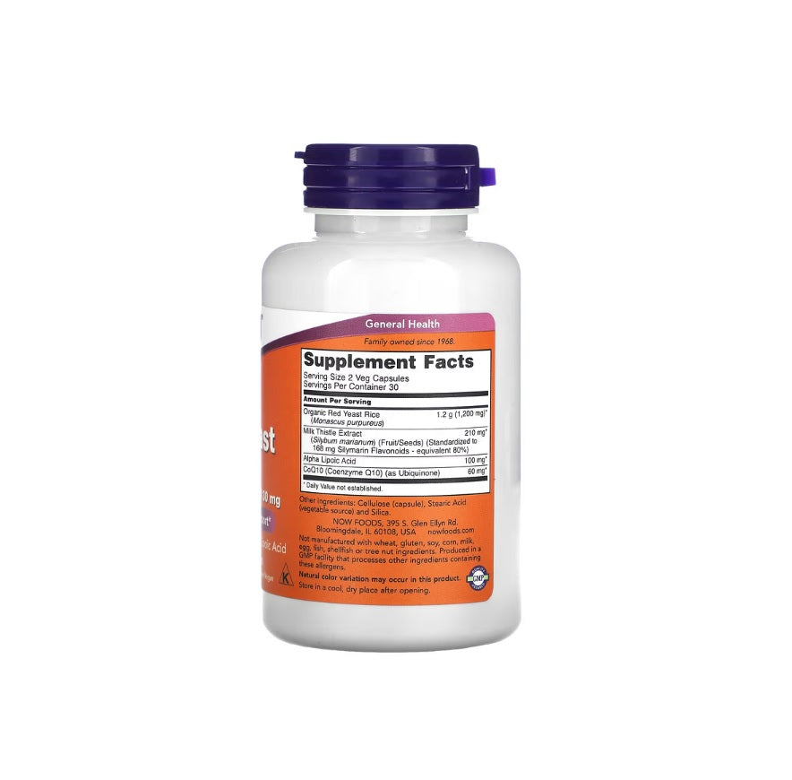 Red Yeast Rice with CoQ10, 600mg - 60 vcaps - NOW Foods