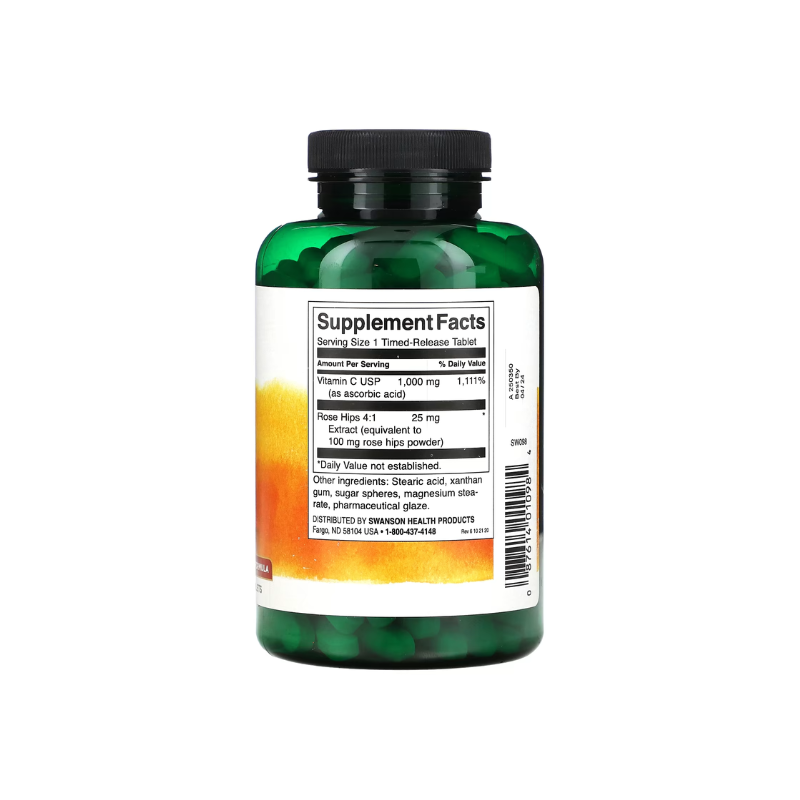 Vitamin C with Rose Hips Extract - Timed-Release, 1000mg - 250 tablets - Swanson