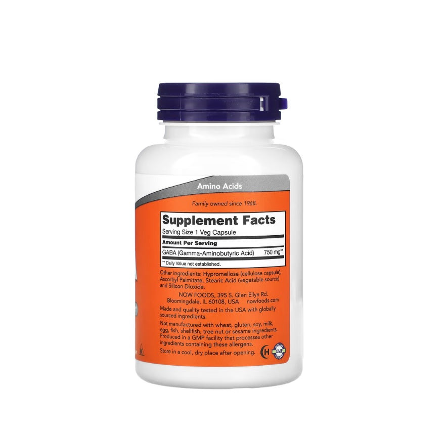 GABA, 750mg - 100 vcaps - NOW Foods