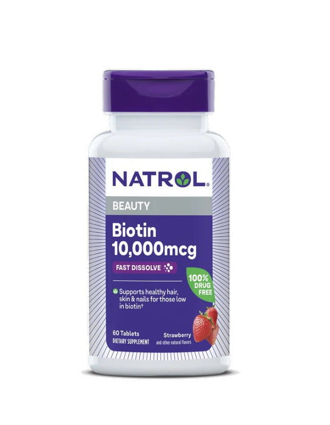 Biotin Fast Dissolve,10000mcg (Strawberry) - 60 tablets - Natrol