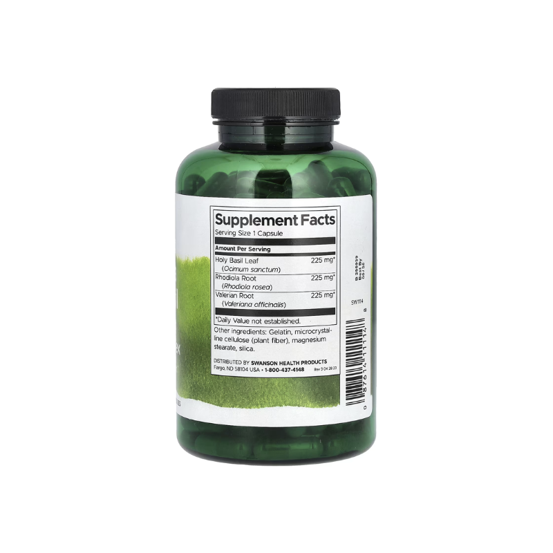 Rhodiola Holy Basil Valerian Stress Complex 180 caps - Swanson