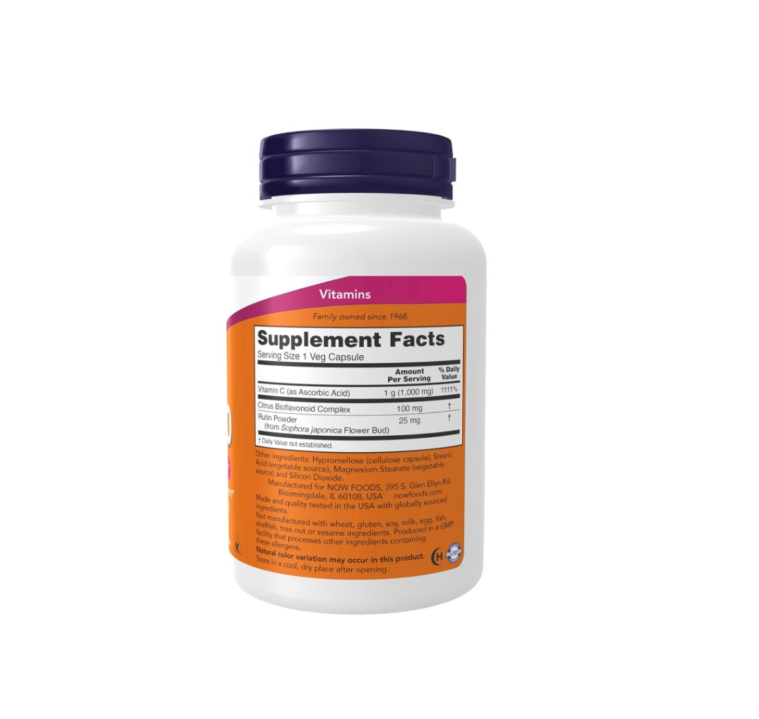 Vitamin C-1000 with 100mg Bioflavonoids - 100 vcaps - NOW Foods