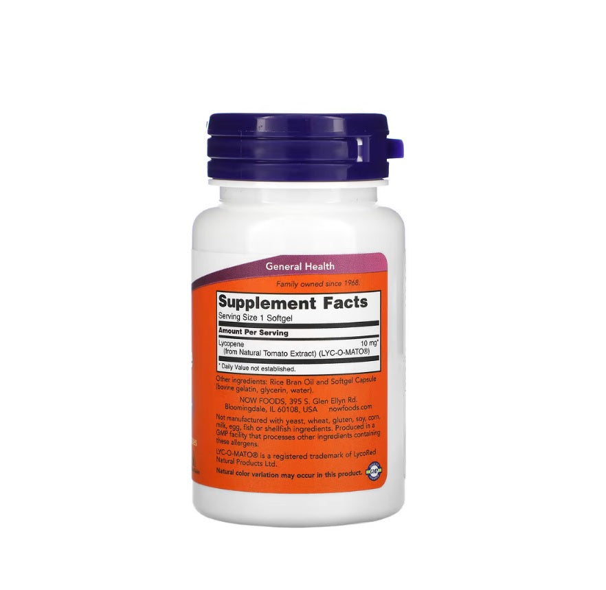 Lycopene, 10mg - 60 softgels - NOW Foods