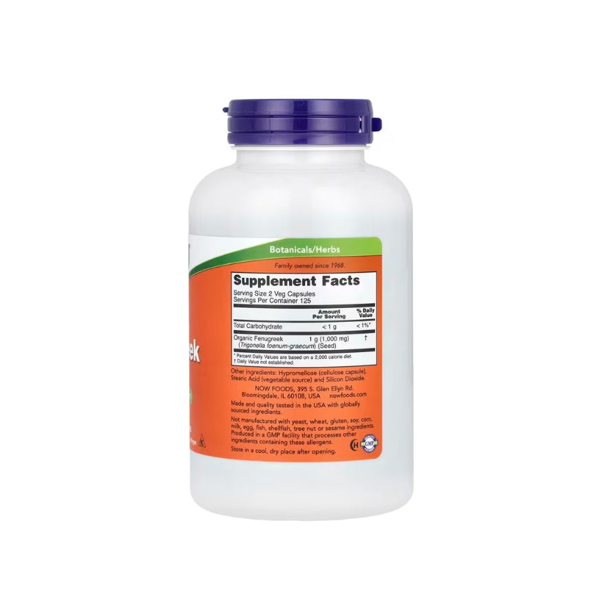 Fenugreek, 500mg - 250 vcaps - NOW Foods