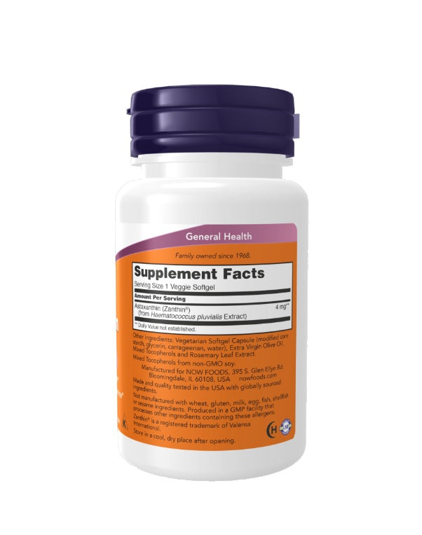 Astaxanthin, 4mg - 60 veggie softgels - NOW Foods