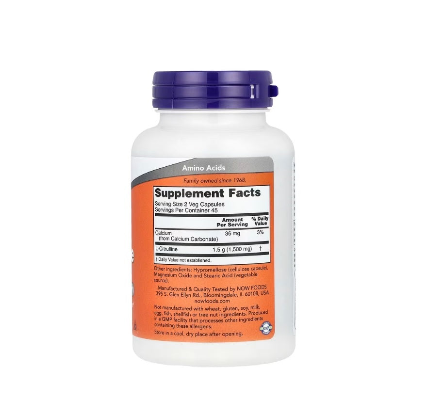 L-Citrulline, 750mg - 90 vcaps - NOW Foods