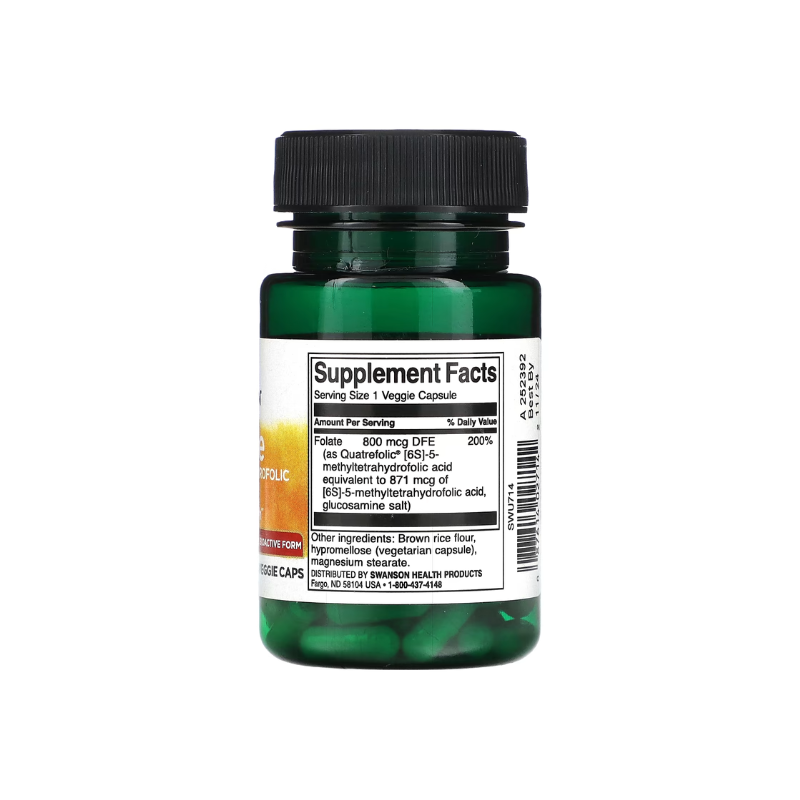 Folate (5-Methyltetrahydrofolic Acid), 800mcg - 30 vcaps - Swanson