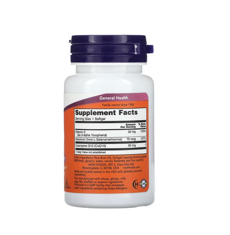 CoQ10 with Selenium &amp; Vitamin E, 50mg - 50 softgels - Now Foods