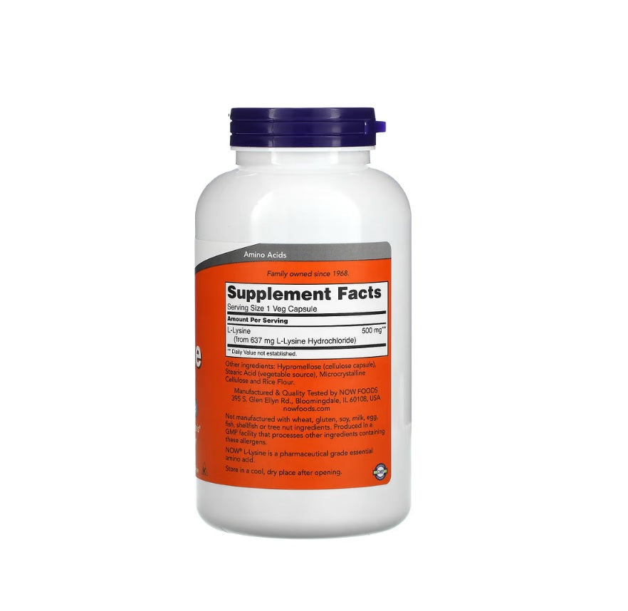 L-Lysine, 500mg - 250 vcaps - NOW Foods