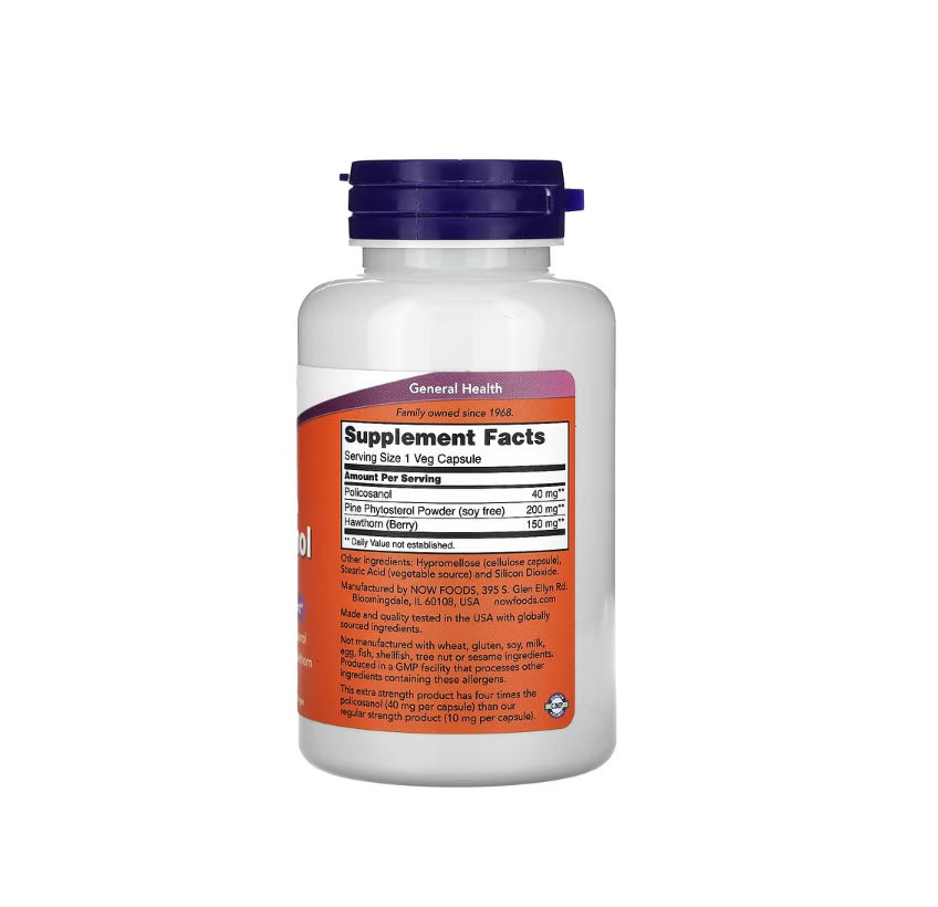 Policosanol, 40mg Extra Strength - 90 vcaps - NOW Foods&nbsp;