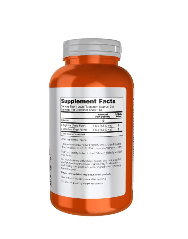 Arginine &amp; Citrulline - 340 grams - NOW FOODS