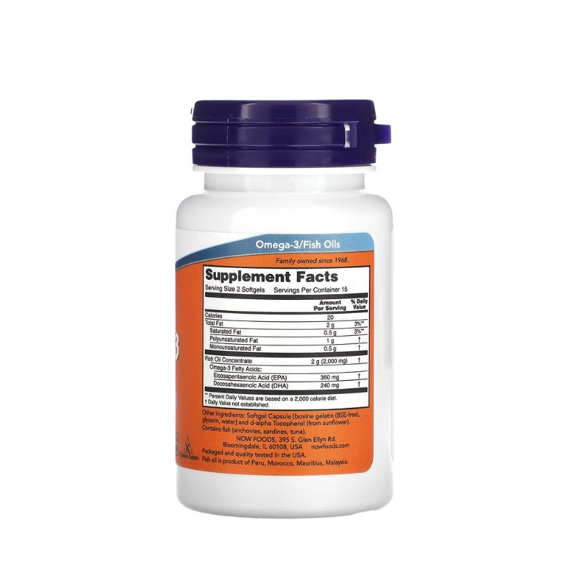 Omega-3 Molecularly Distilled - 30 softgels - NOW Foods