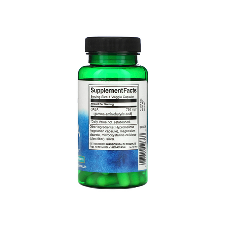 GABA, 750mg Maximum Strength - 60 vcaps - Swanson